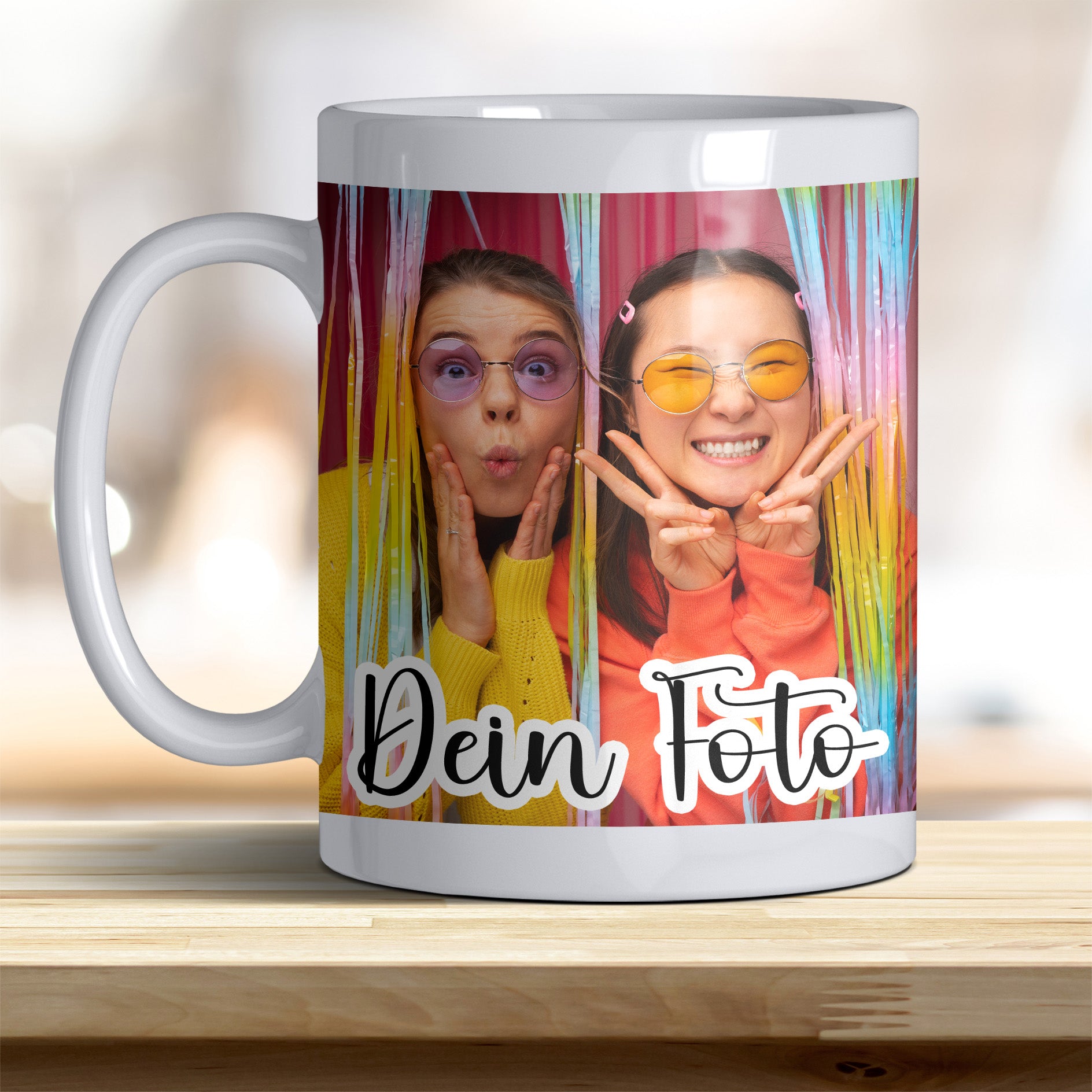 Personalisierbare Fototasse weiß