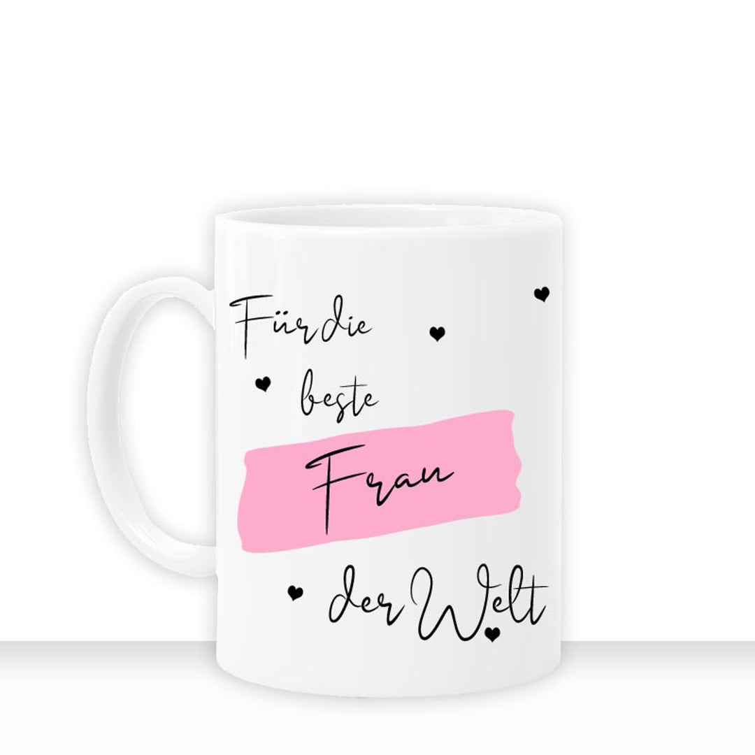 all-yours24 Tasse FÜR DIE BESTE FRAU DER WELT Geschenkideen Tasse mit Spruch Geschenke Kaffee-Tasse