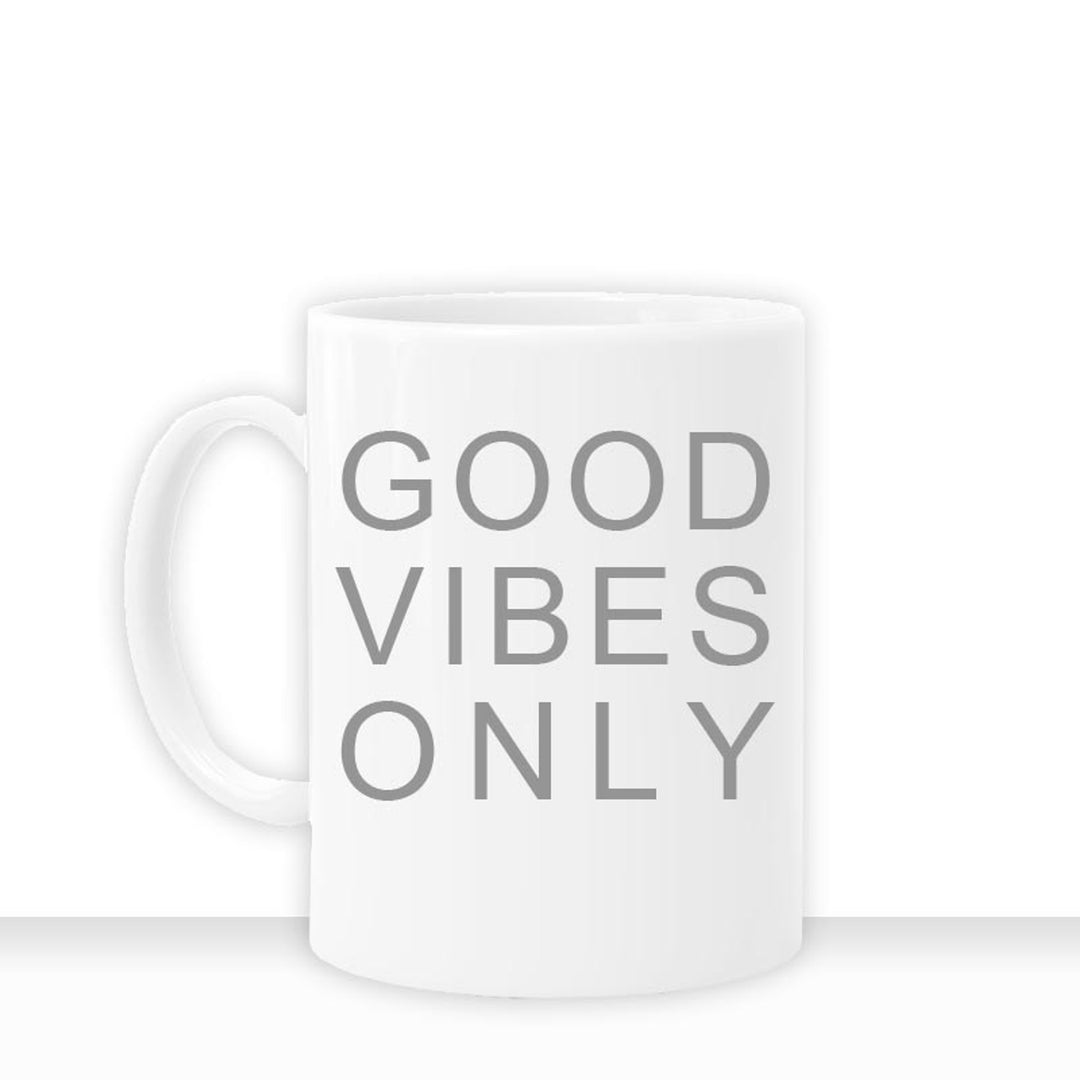 all-yours24 Tasse GOOD VIBES ONLY IV Geschenkideen Tasse mit Spruch Geschenke Kaffee-Tasse