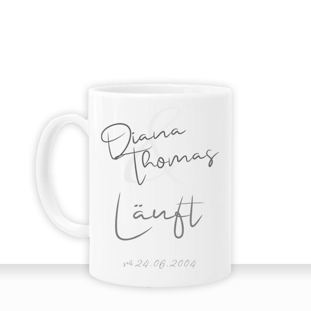 Tasse personalisiert mit eurem Namen und Datum läuft