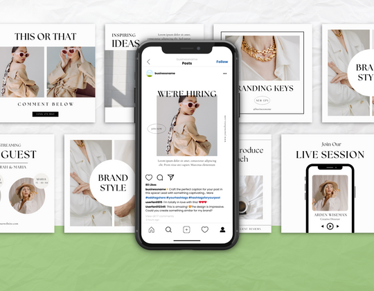 Instagram Post-Vorlagen-Set - 100 weiße Instagram Templates - Professionelle Social Media Grafiken