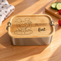 Brotdose Kinder personalisiert mit Namen & Tiermotiv – Edelstahl Lunchbox mit graviertem Bambusdeckel