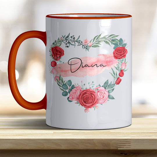 all - yours24 Tasse Rosen Herz Name Geschenkideen Tasse mit Spruch Geschenke Kaffee - Tasse - all - yours24