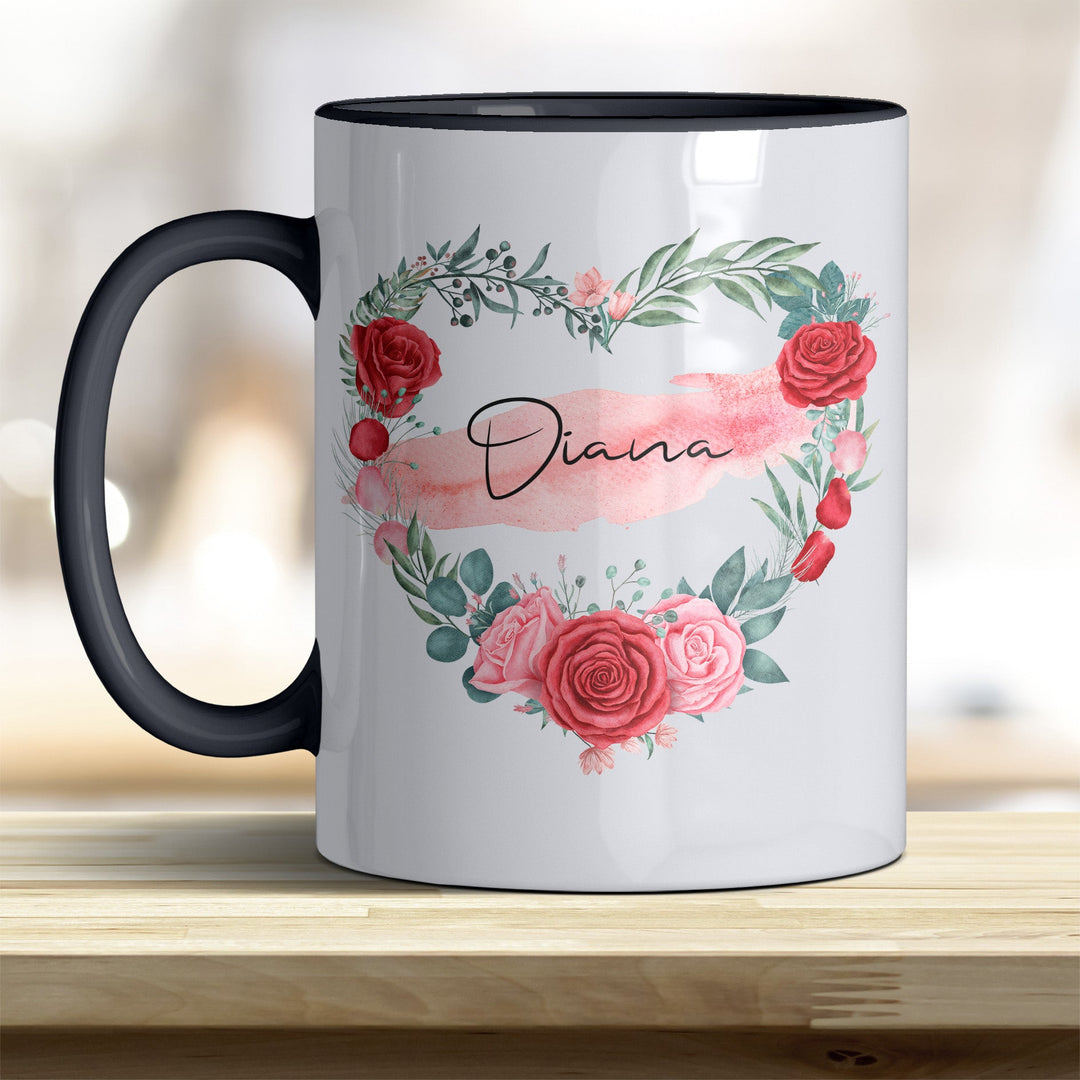 all - yours24 Tasse Rosen Herz Name Geschenkideen Tasse mit Spruch Geschenke Kaffee - Tasse - all - yours24
