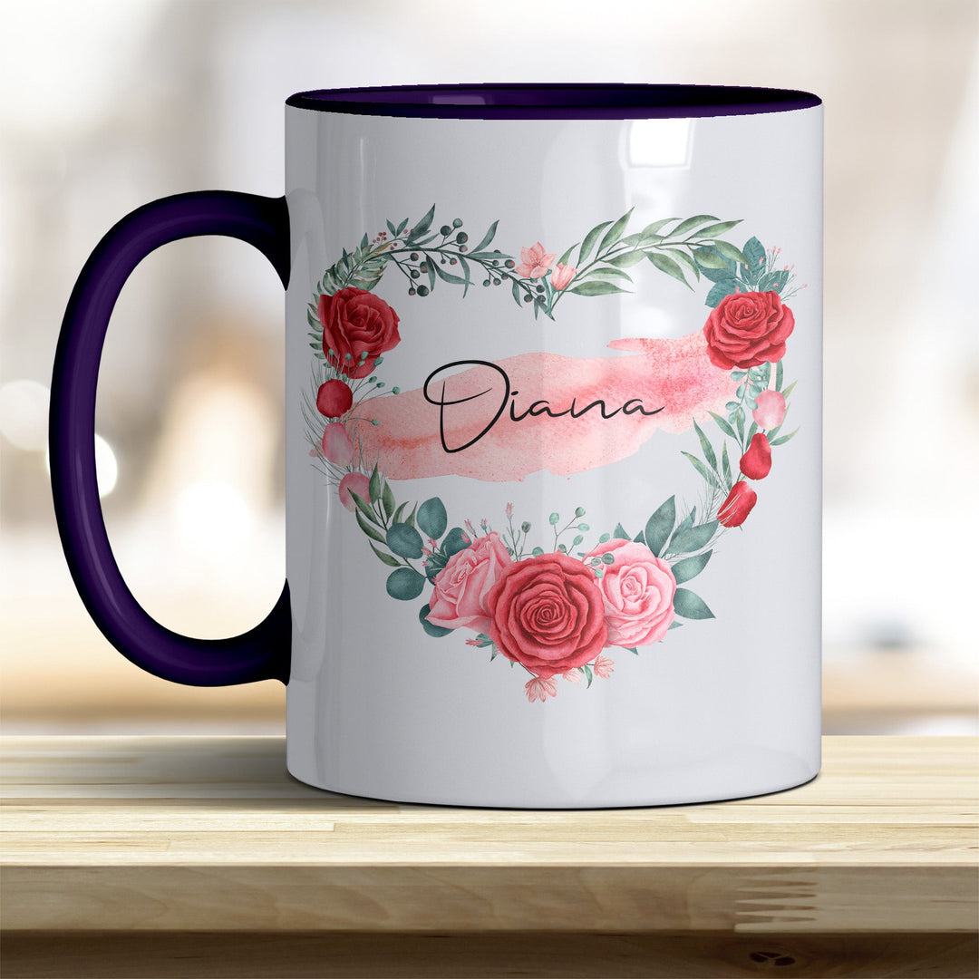 all - yours24 Tasse Rosen Herz Name Geschenkideen Tasse mit Spruch Geschenke Kaffee - Tasse - all - yours24