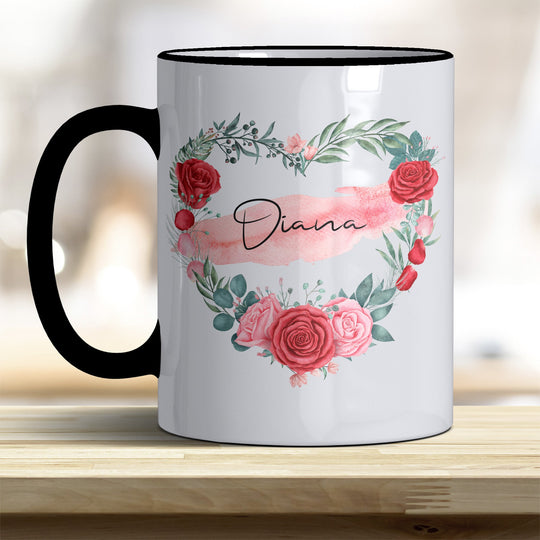 all - yours24 Tasse Rosen Herz Name Geschenkideen Tasse mit Spruch Geschenke Kaffee - Tasse - all - yours24