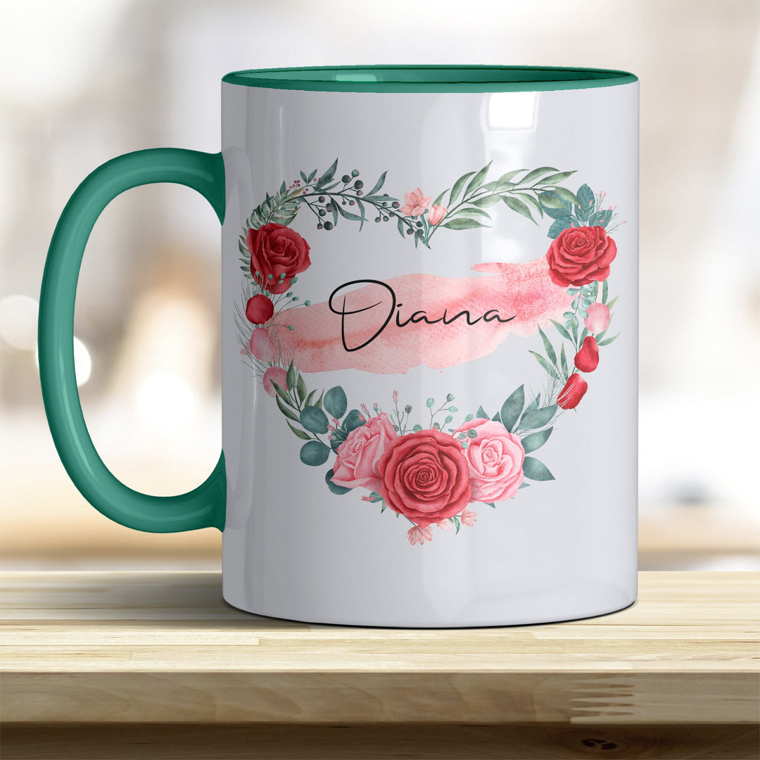 all - yours24 Tasse Rosen Herz Name Geschenkideen Tasse mit Spruch Geschenke Kaffee - Tasse - all - yours24