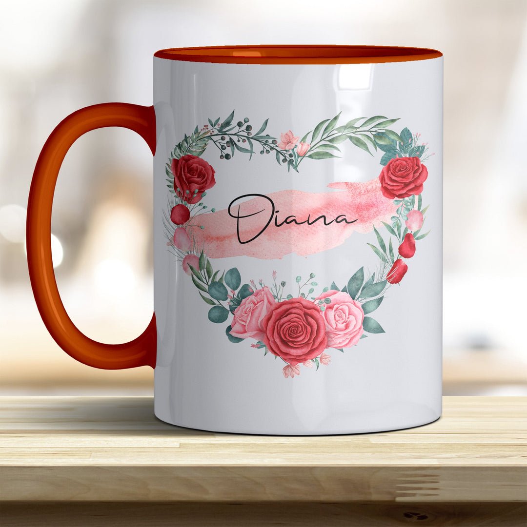 all - yours24 Tasse Rosen Herz Name Geschenkideen Tasse mit Spruch Geschenke Kaffee - Tasse - all - yours24