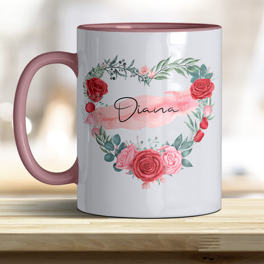 all - yours24 Tasse Rosen Herz Name Geschenkideen Tasse mit Spruch Geschenke Kaffee - Tasse - all - yours24