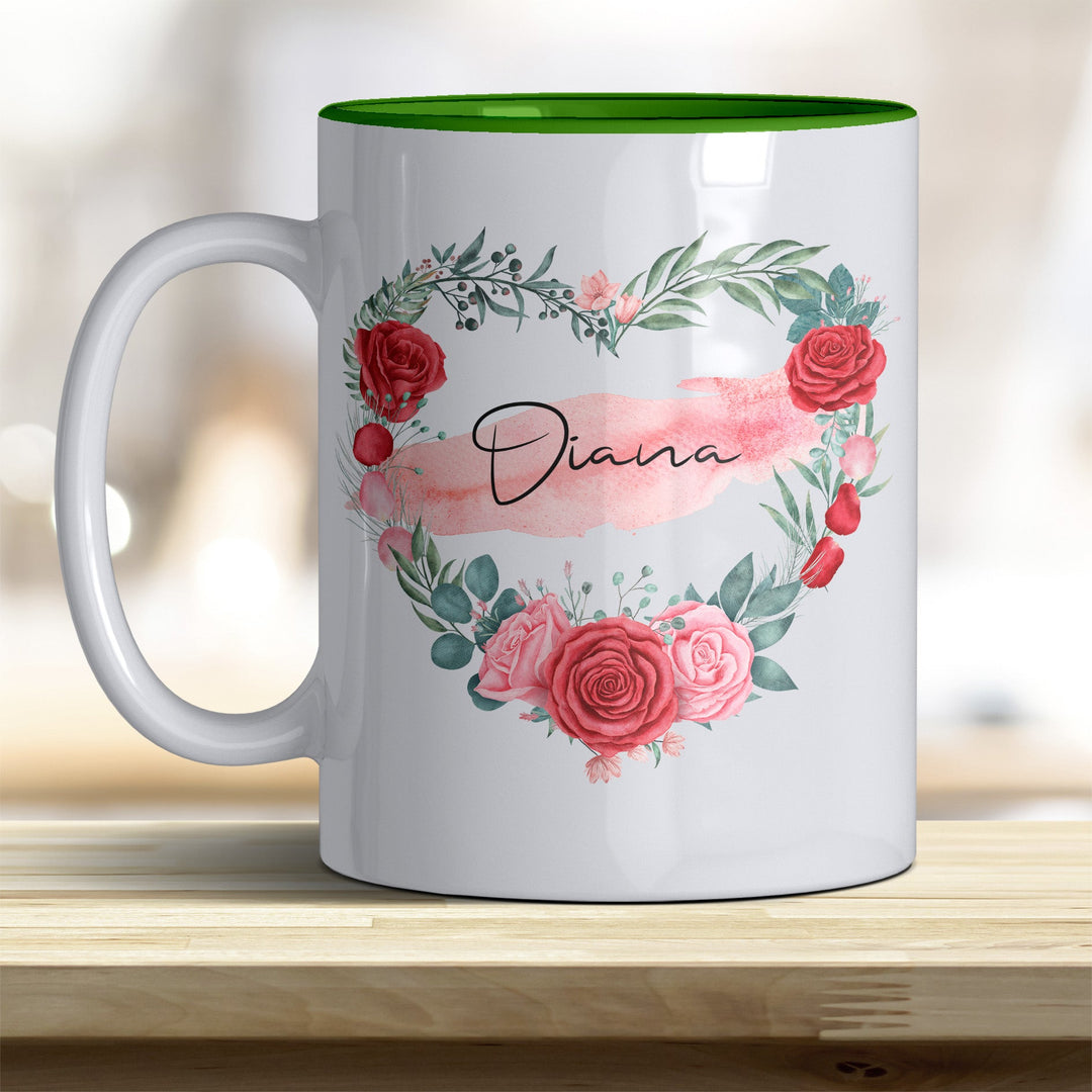 all - yours24 Tasse Rosen Herz Name Geschenkideen Tasse mit Spruch Geschenke Kaffee - Tasse - all - yours24