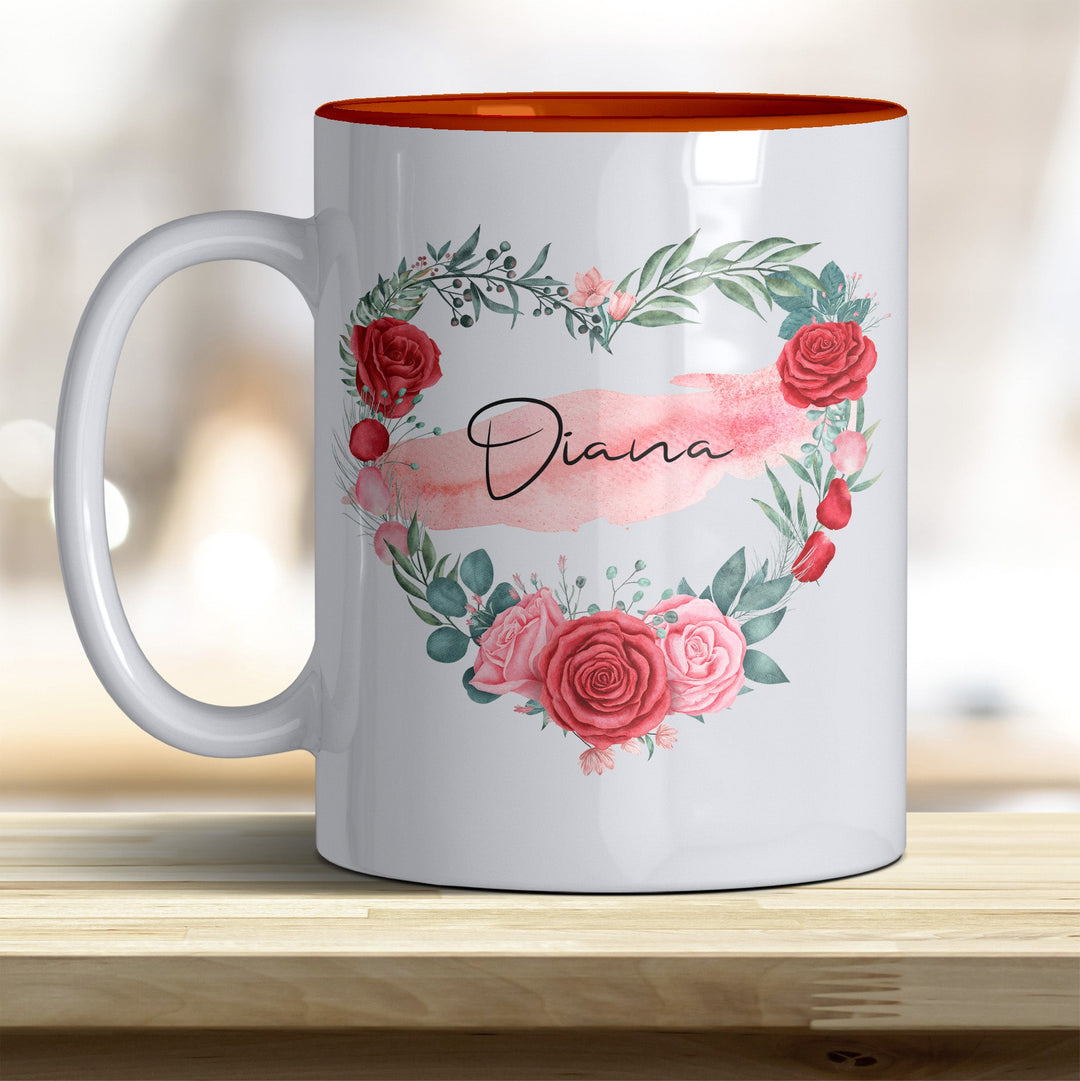 all - yours24 Tasse Rosen Herz Name Geschenkideen Tasse mit Spruch Geschenke Kaffee - Tasse - all - yours24