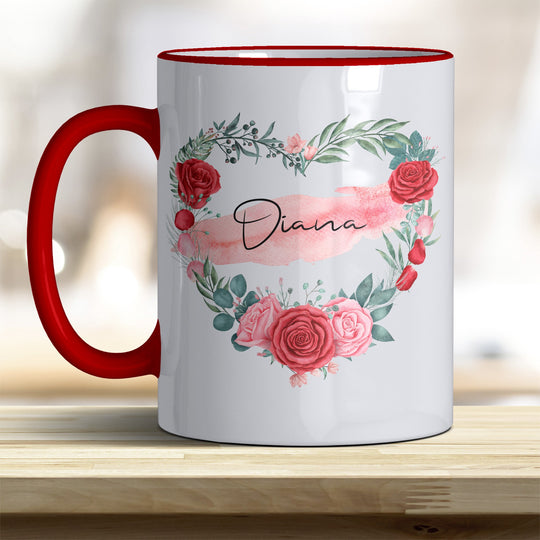 all - yours24 Tasse Rosen Herz Name Geschenkideen Tasse mit Spruch Geschenke Kaffee - Tasse - all - yours24