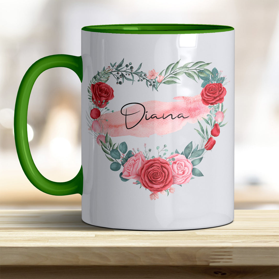 all - yours24 Tasse Rosen Herz Name Geschenkideen Tasse mit Spruch Geschenke Kaffee - Tasse - all - yours24