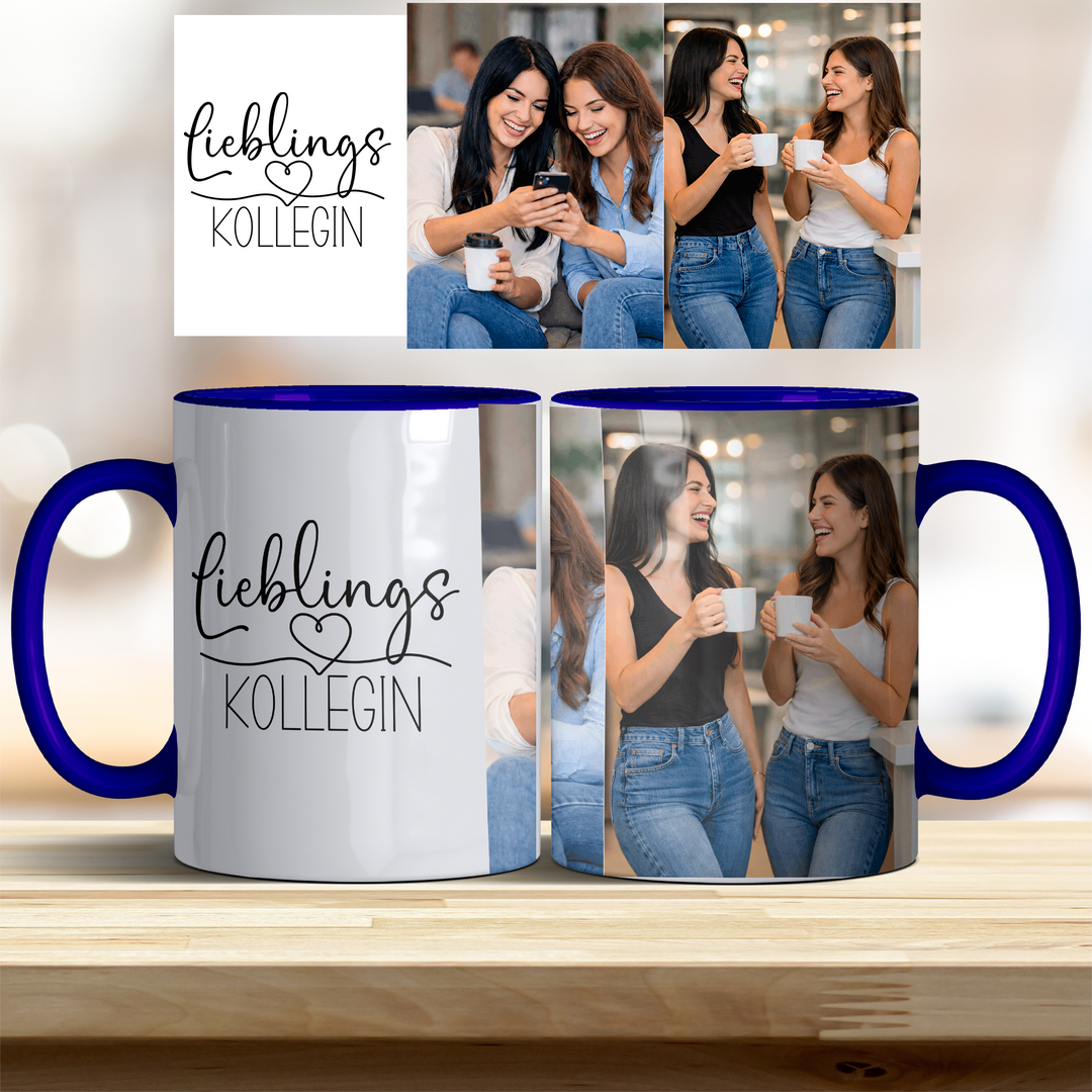 Tasse Lieblingskollegin personalisierbar mit Foto in verschiedenen trendigen Farben