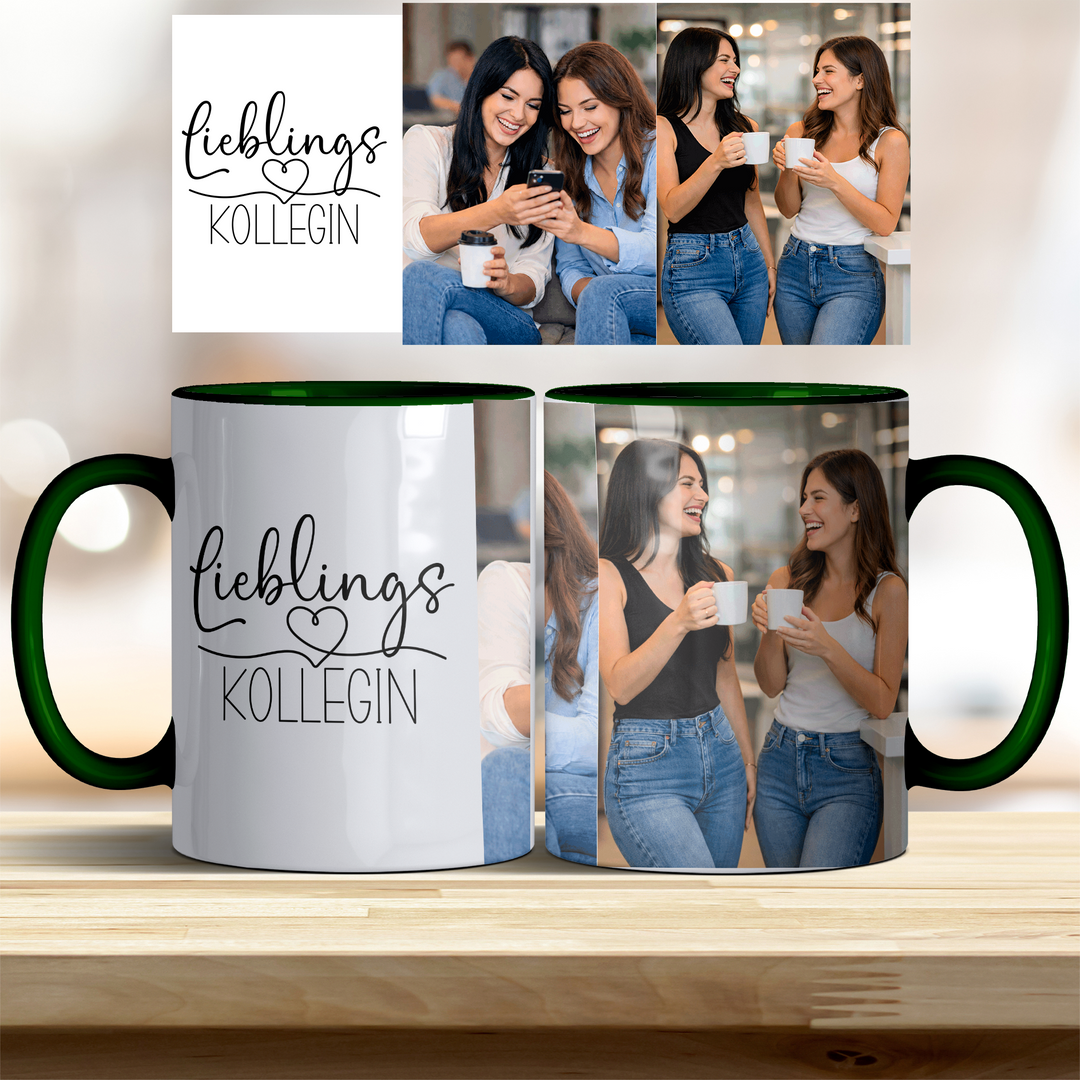 Tasse Lieblingskollegin personalisierbar mit Foto in verschiedenen trendigen Farben