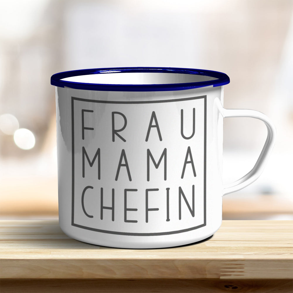Emaille Becher Frau Mama Chefin verschiedene Größen - all - yours24