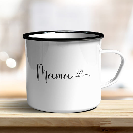 Emaille Becher Mama mit Herz verschiedene Farben - all - yours24