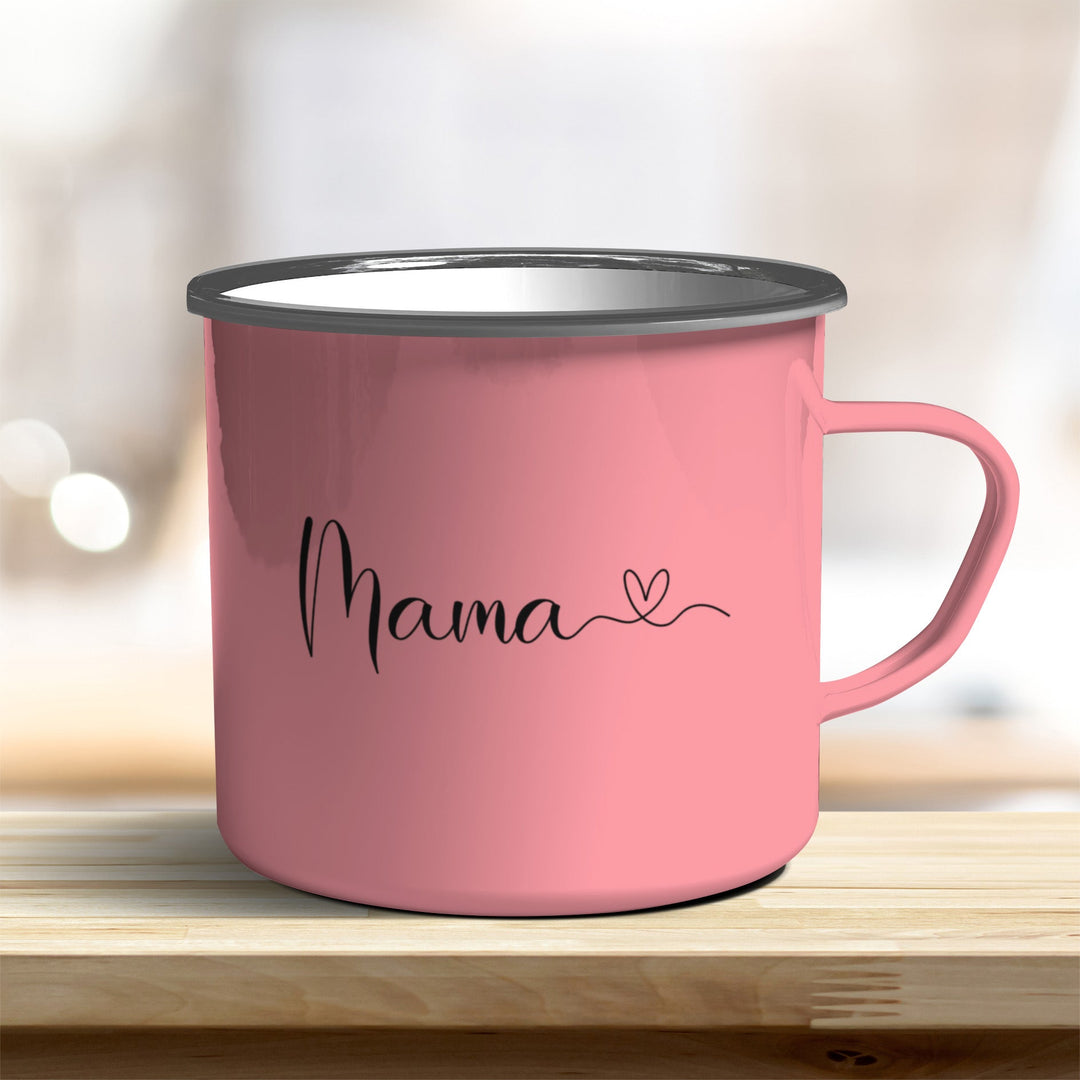 Emaille Becher Mama mit Herz verschiedene Farben - all - yours24