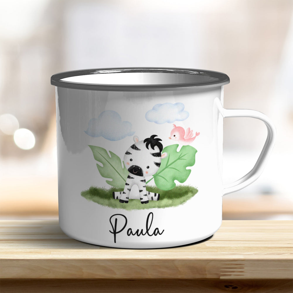 Emaille Becher mit niedlichem Zebra - all - yours24