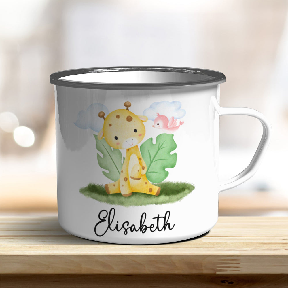 Emaille Becher mit niedlicher Giraffe - all - yours24