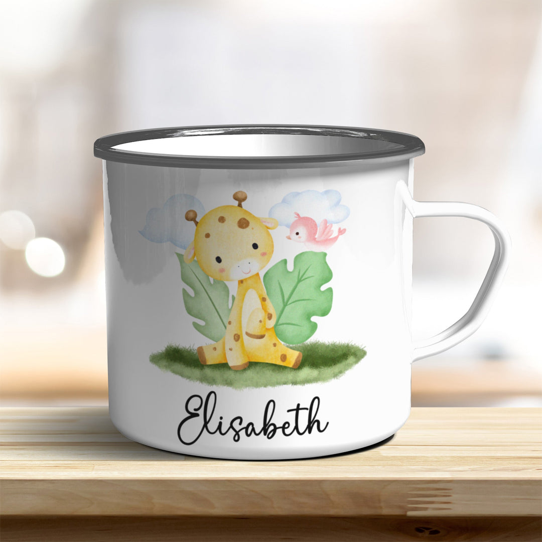 Emaille Becher mit niedlicher Giraffe - all - yours24