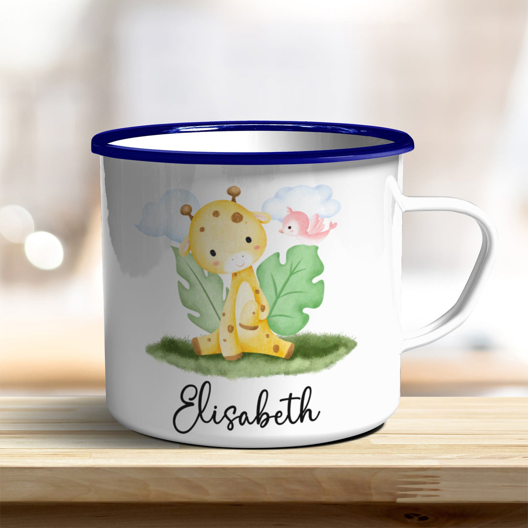 Emaille Becher mit niedlicher Giraffe - all - yours24
