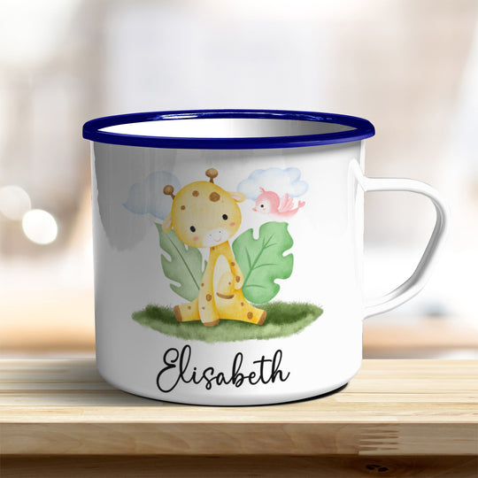Emaille Becher mit niedlicher Giraffe - all - yours24