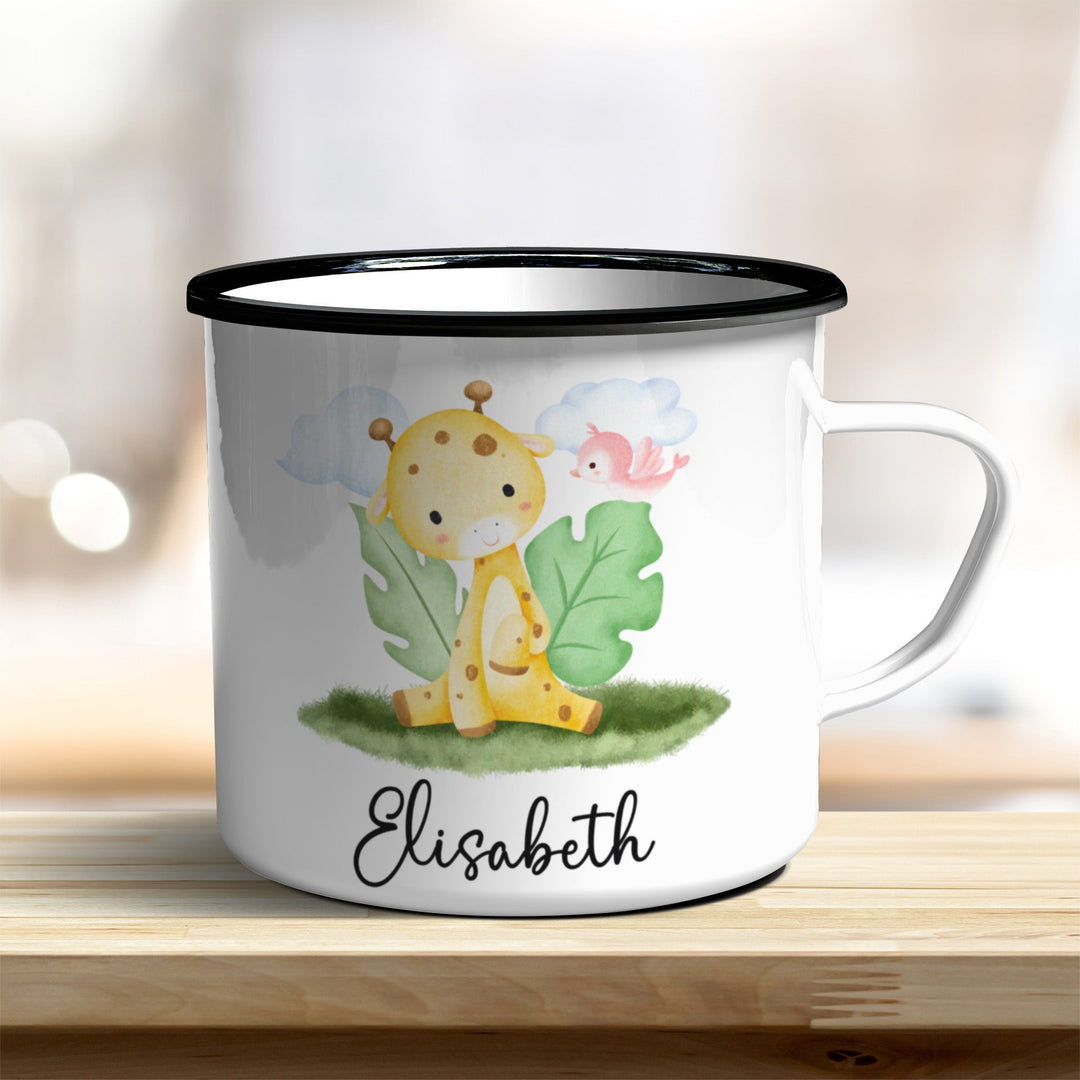 Emaille Becher mit niedlicher Giraffe - all - yours24