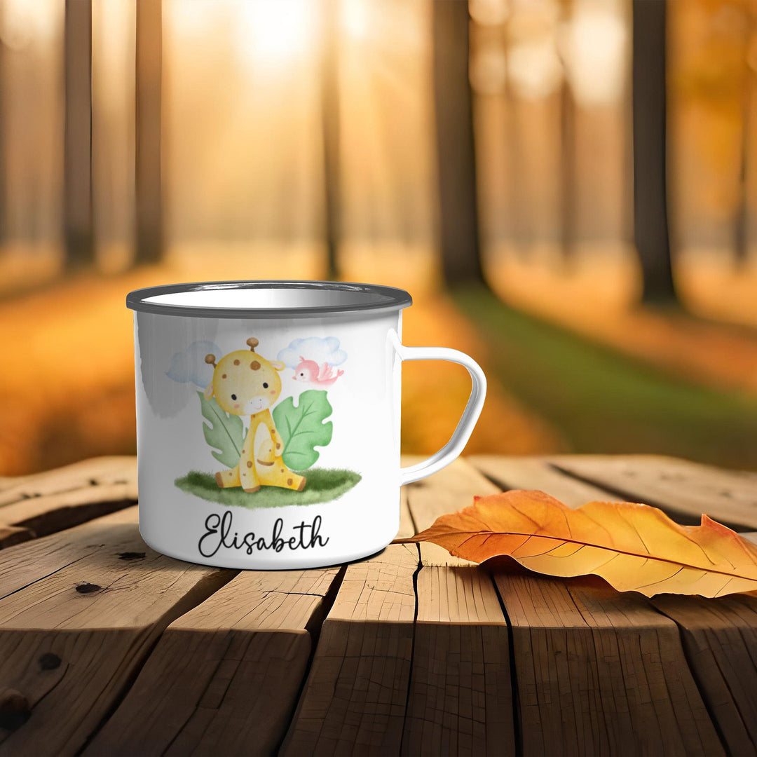 Emaille Becher mit niedlicher Giraffe - all - yours24
