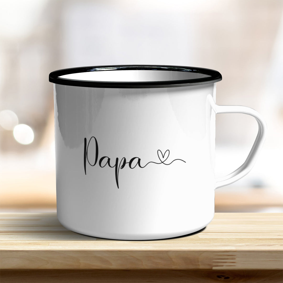 Emaille Becher Papa mit Herz verschiedene Farben - all - yours24