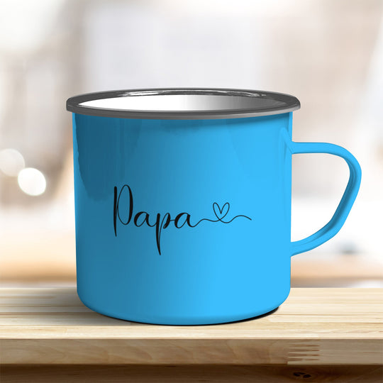 Emaille Becher Papa mit Herz verschiedene Farben - all - yours24