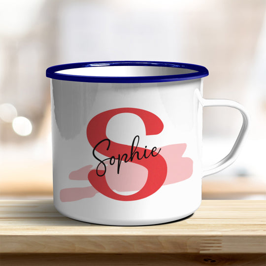 Emaille Becher personalisiert mit Name und Buchstabe - all - yours24