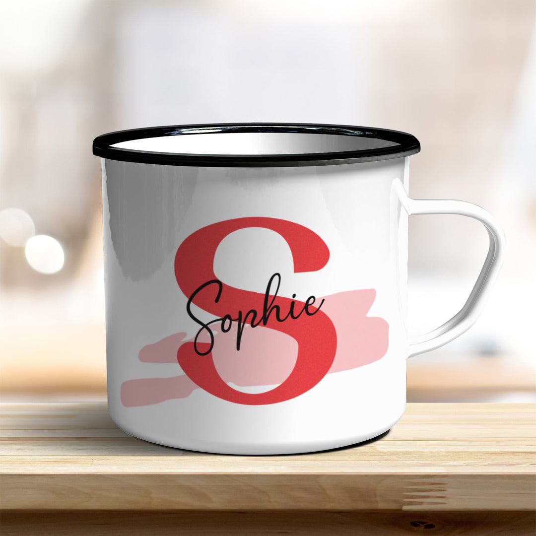 Emaille Becher personalisiert mit Name und Buchstabe - all - yours24