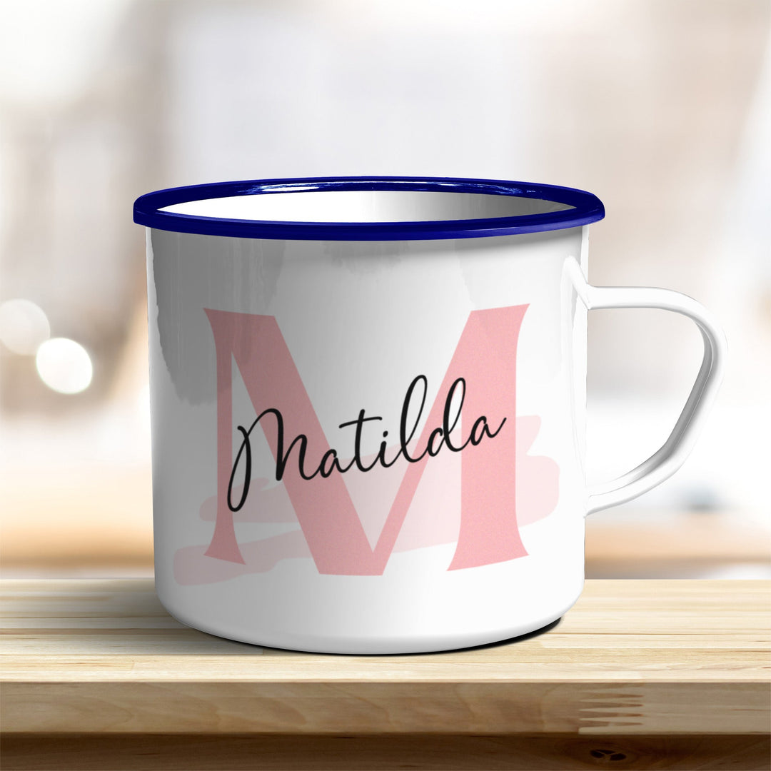 Emaille Becher personalisiert mit Name und Buchstabe - all - yours24