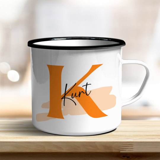 Emaille Becher personalisiert mit Name und Buchstabe - all - yours24