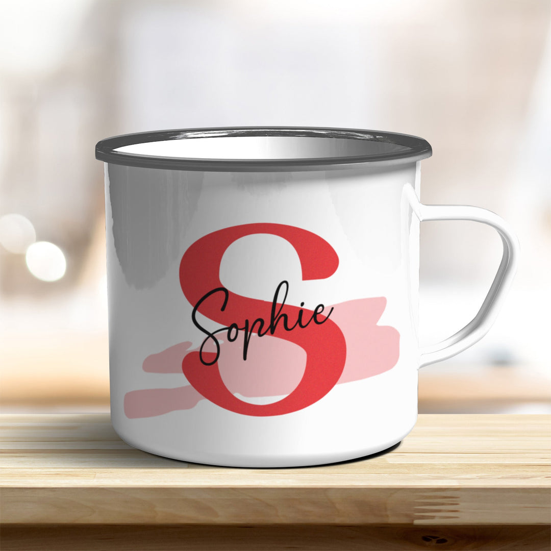 Emaille Becher personalisiert mit Name und Buchstabe - all - yours24