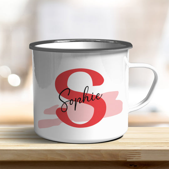 Emaille Becher personalisiert mit Name und Buchstabe - all - yours24