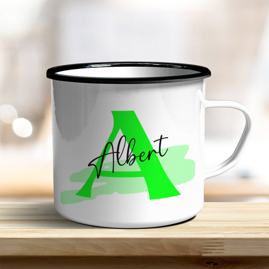 Emaille Becher personalisiert mit Name und Buchstabe - all - yours24