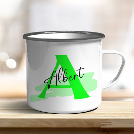 Emaille Becher personalisiert mit Name und Buchstabe - all - yours24