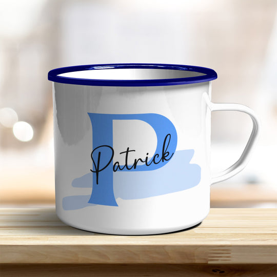 Emaille Becher personalisiert mit Name und Buchstabe - all - yours24