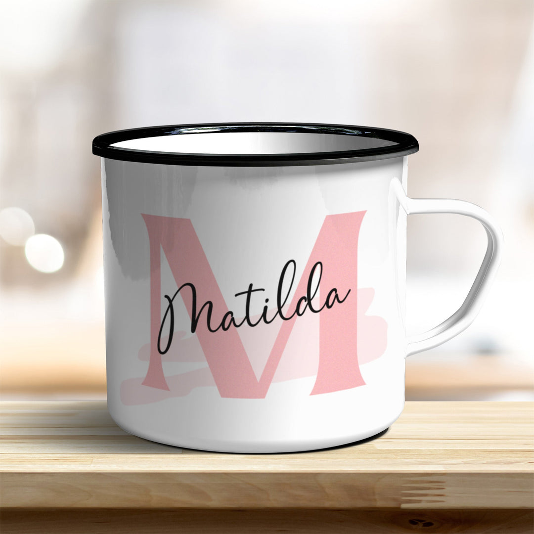 Emaille Becher personalisiert mit Name und Buchstabe - all - yours24