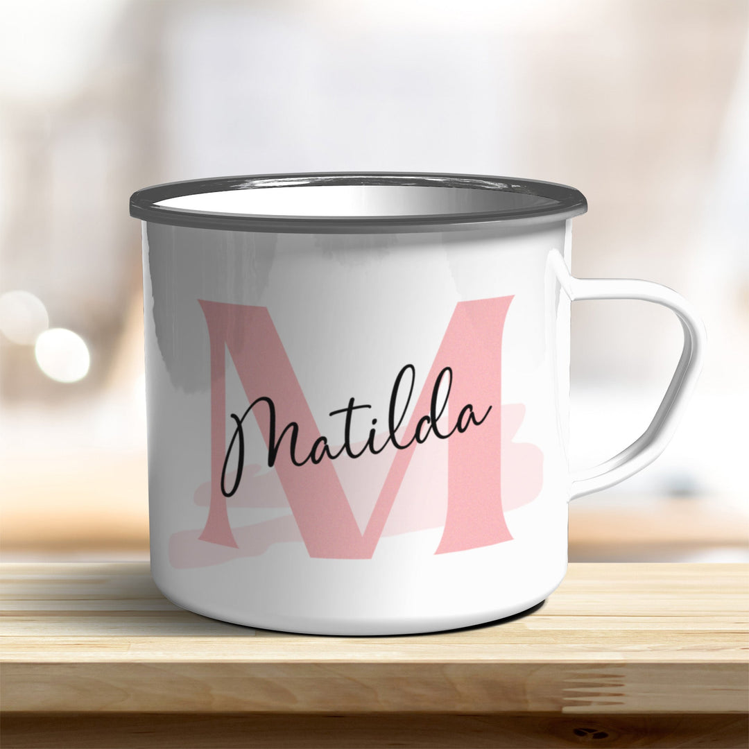 Emaille Becher personalisiert mit Name und Buchstabe - all - yours24