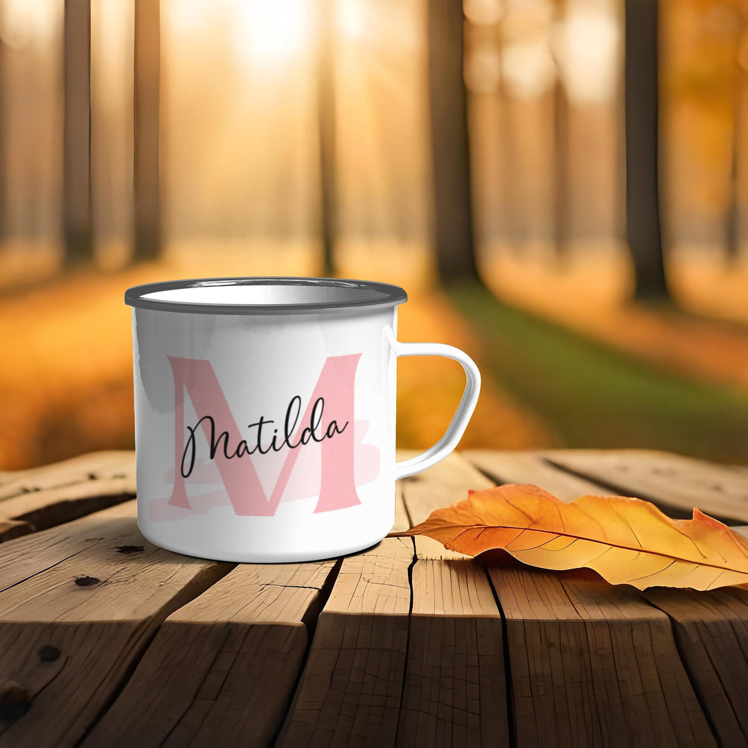 Emaille Becher personalisiert mit Name und Buchstabe - all - yours24