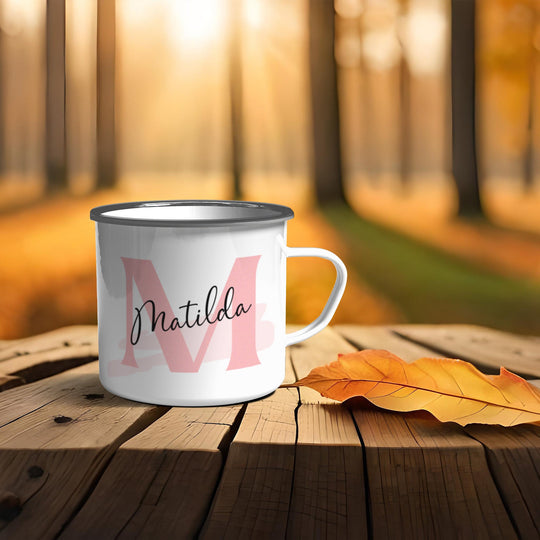 Emaille Becher personalisiert mit Name und Buchstabe - all - yours24
