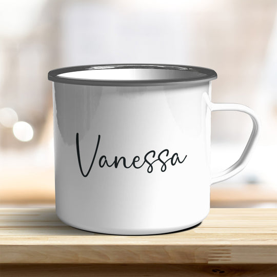 Emaille Becher verschiedene Farben personalisiert mit Eurem Namen - all - yours24