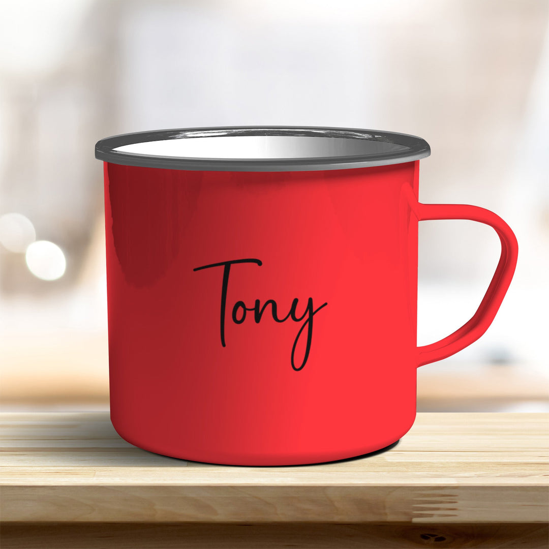 Emaille Becher verschiedene Farben personalisiert mit Eurem Namen - all - yours24