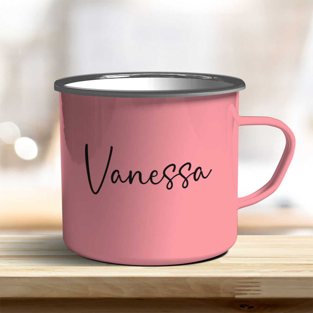 Emaille Becher verschiedene Farben personalisiert mit Eurem Namen - all - yours24