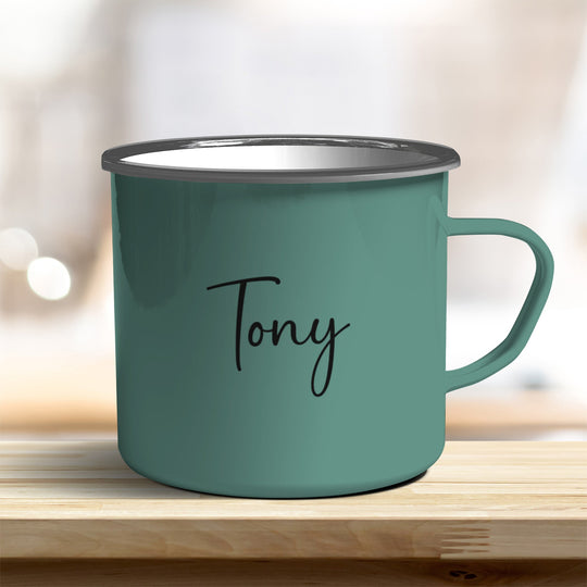 Emaille Becher verschiedene Farben personalisiert mit Eurem Namen - all - yours24