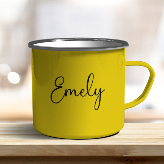 Emaille Becher verschiedene Farben personalisiert mit Eurem Namen - all - yours24