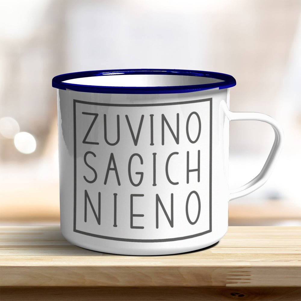 Emaille Becher zu vino sag ich nie no verschiedene Größen - all - yours24